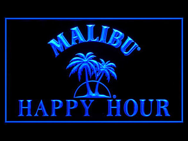 Malibu Rum HAPPY HOUR Neon Light Sign